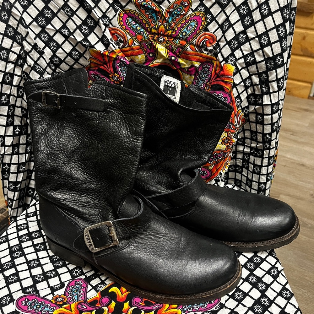 Black Leather Frye Veronica Slouch boots Size 9B